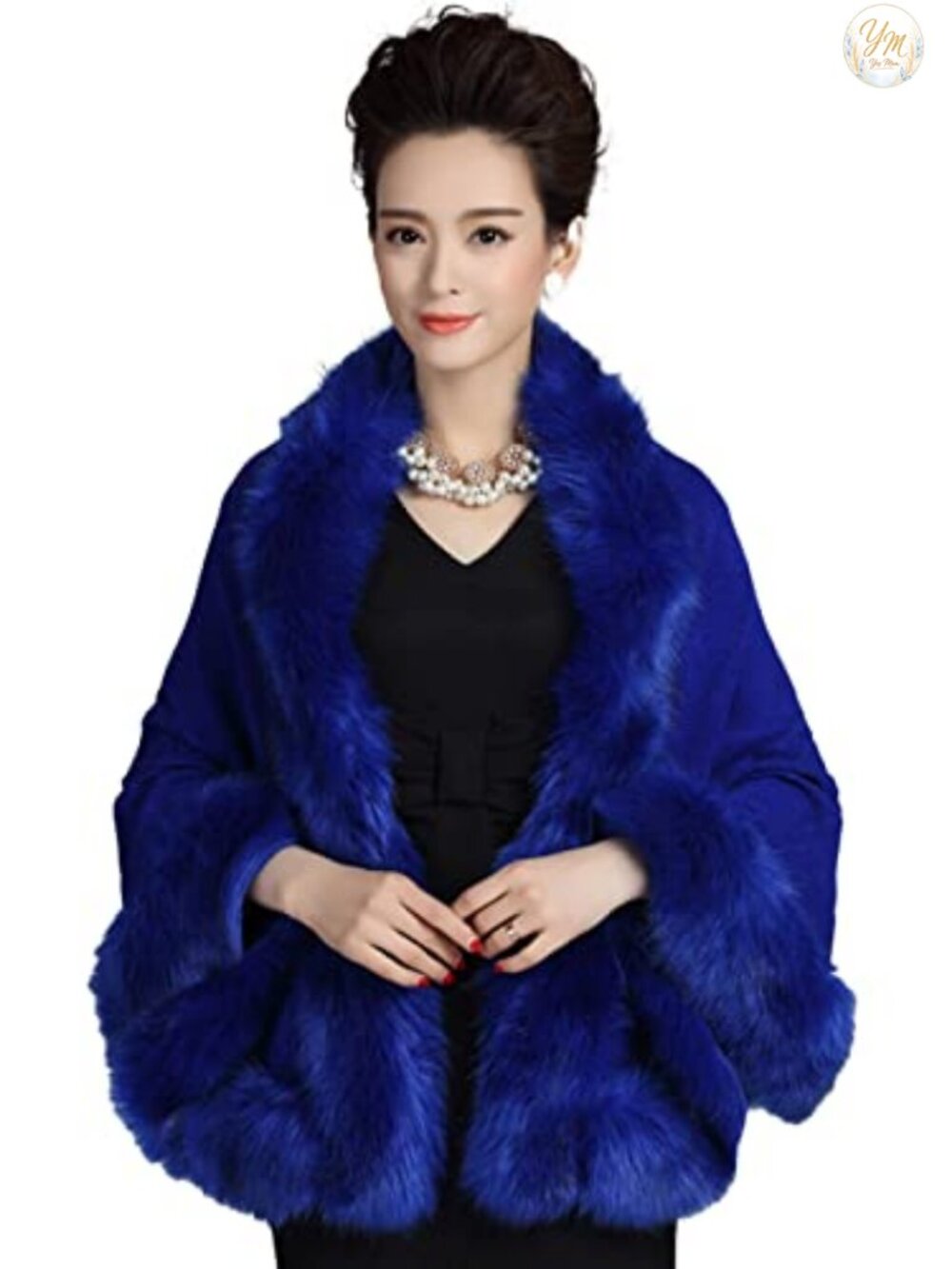 Faux Fur Trim Floral Knit Shawl Wrap Cape Bridal Wedding Evening Party